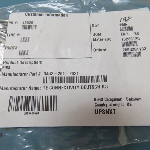 TE Connectivity Deutsch Connectors 0462-201-2031 Qty of 100 per Lot Socket Cont