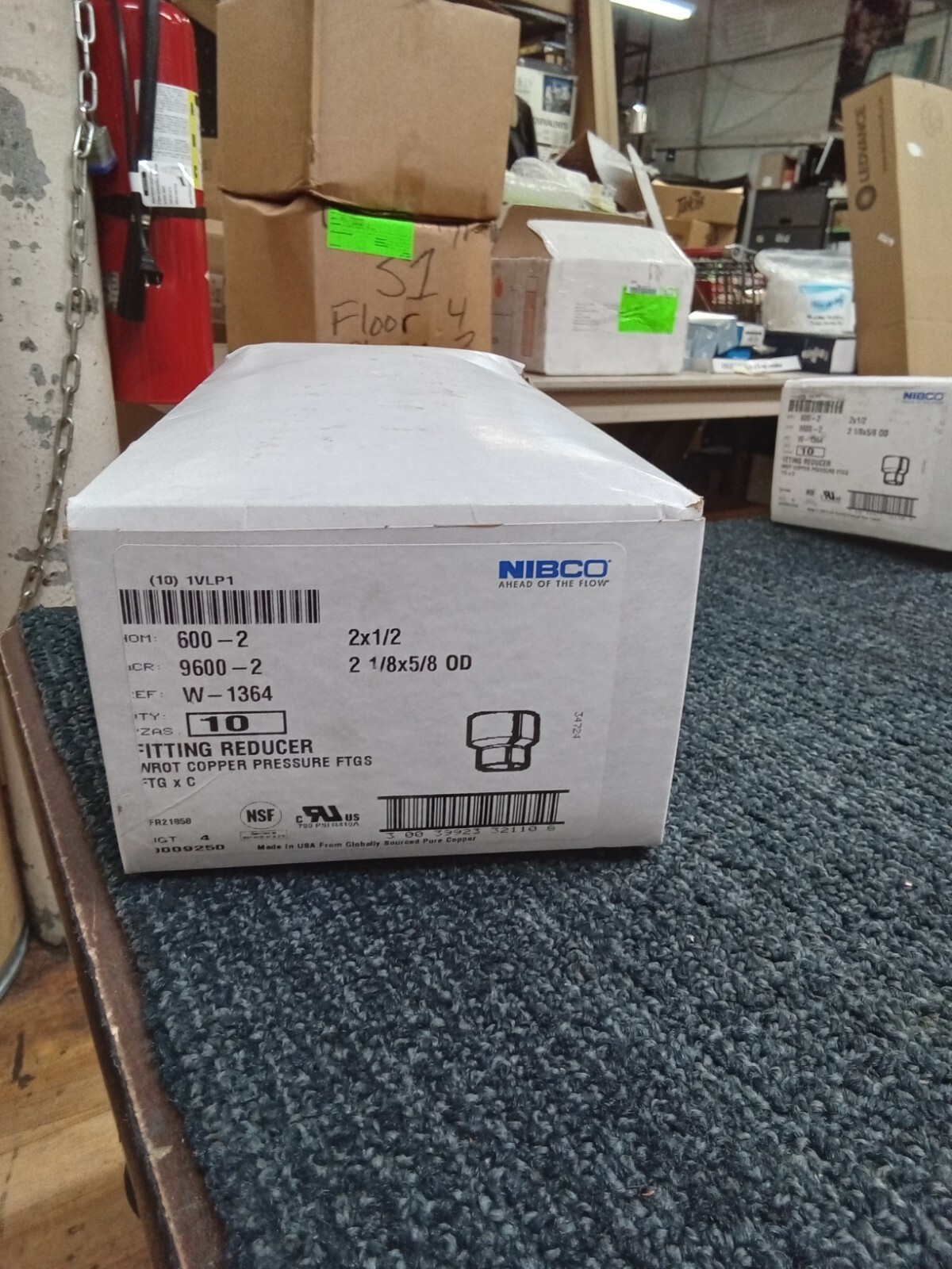 Lot of 10 Nibco Wrot Copper Reducer 2 x 1/2″ 600-2 9600-2 Ref. W-1364 1VLP1 New