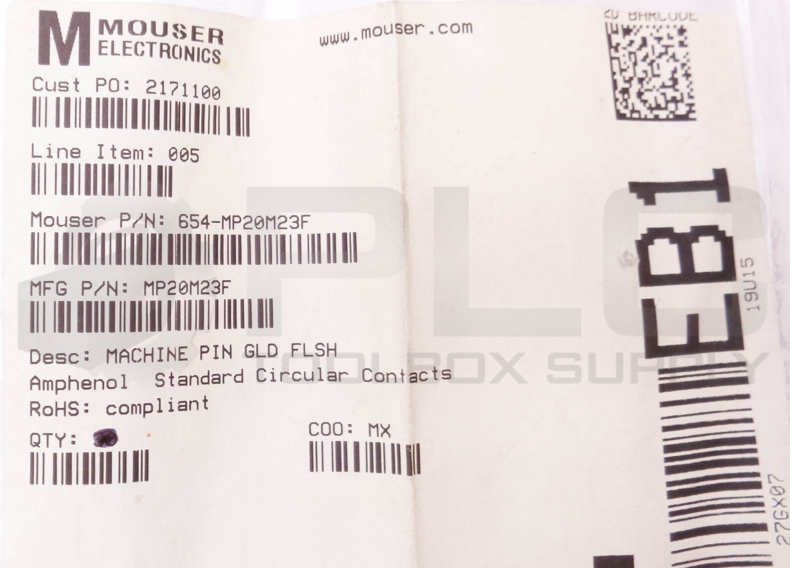 BAG OF 7 NEW MOUSER ELECTRONICS MP20M23F GOLD MACHINE PIN CONTACTS