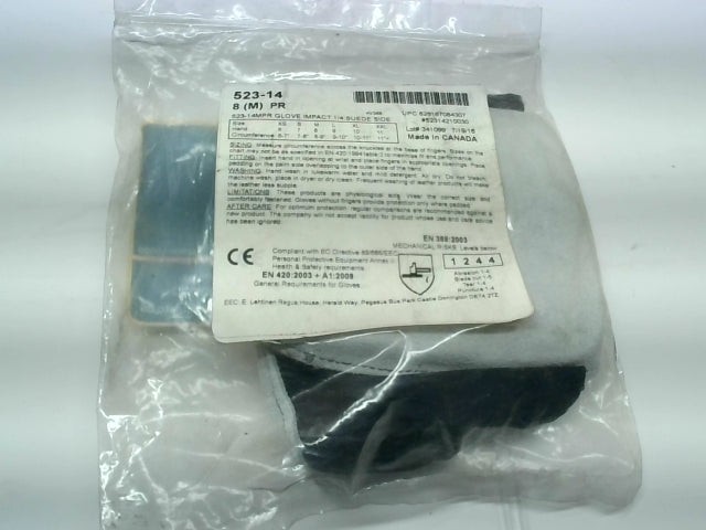 Impacto 523-14 Fingerless Superior Anti-Impact Glove Liner Extra Thick Pad Suede
