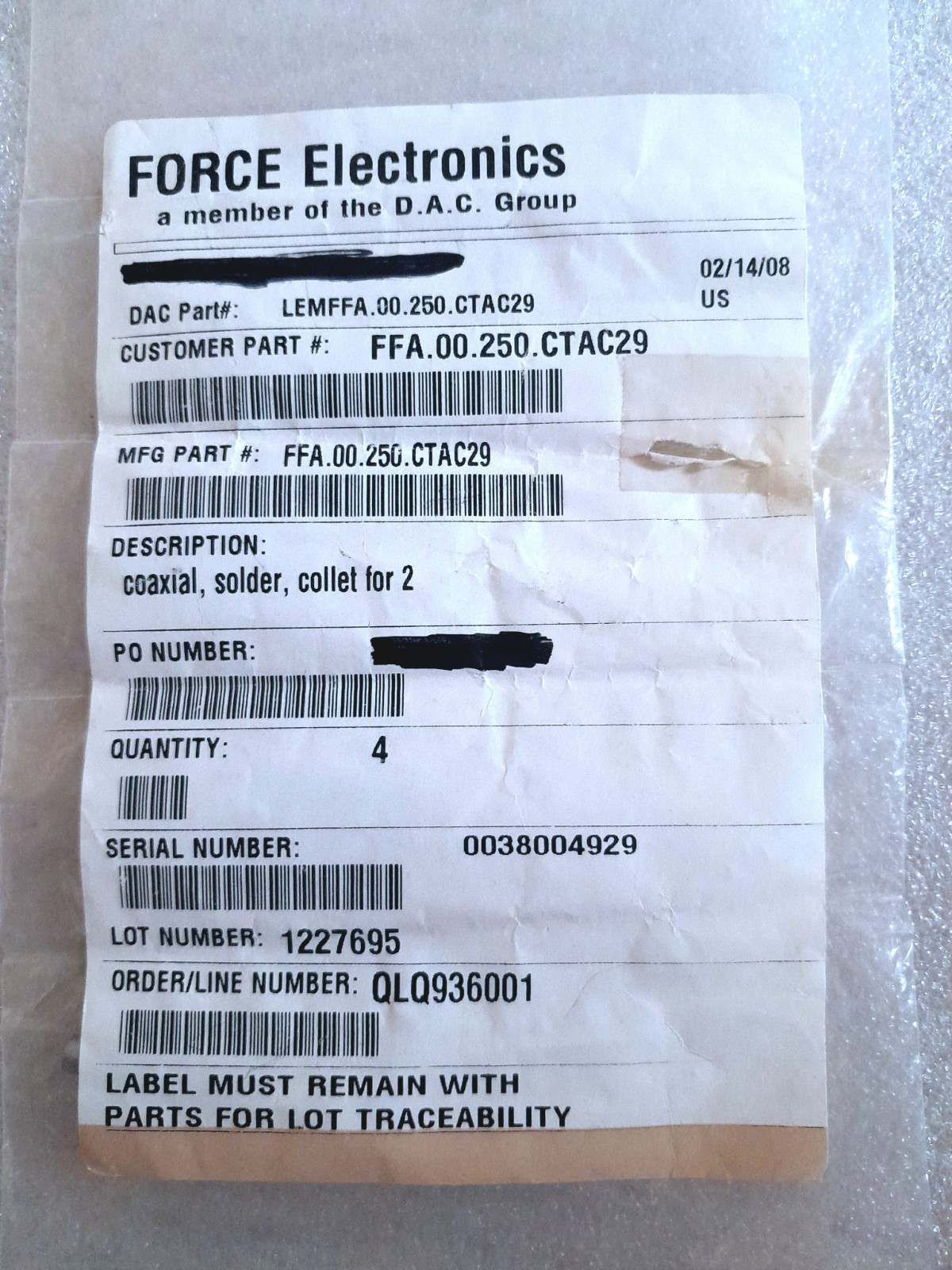 Set Of 3 LEMO FFA.00.250.CTAC29 Male Connector Plug, New In Package