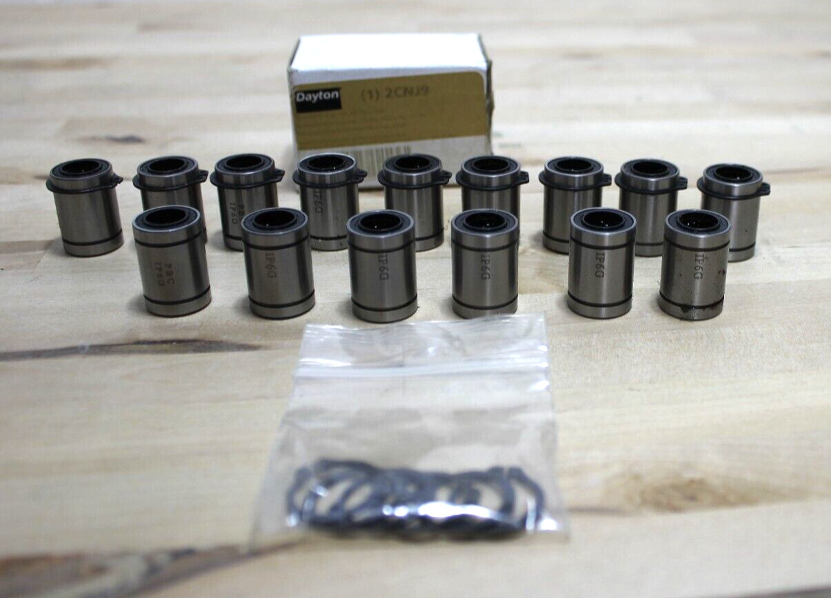 DAYTON 2CNJ9 Linear Ball Bearings, Closed, Bore 3/8 In 2CNJ9 (LOT of 15)