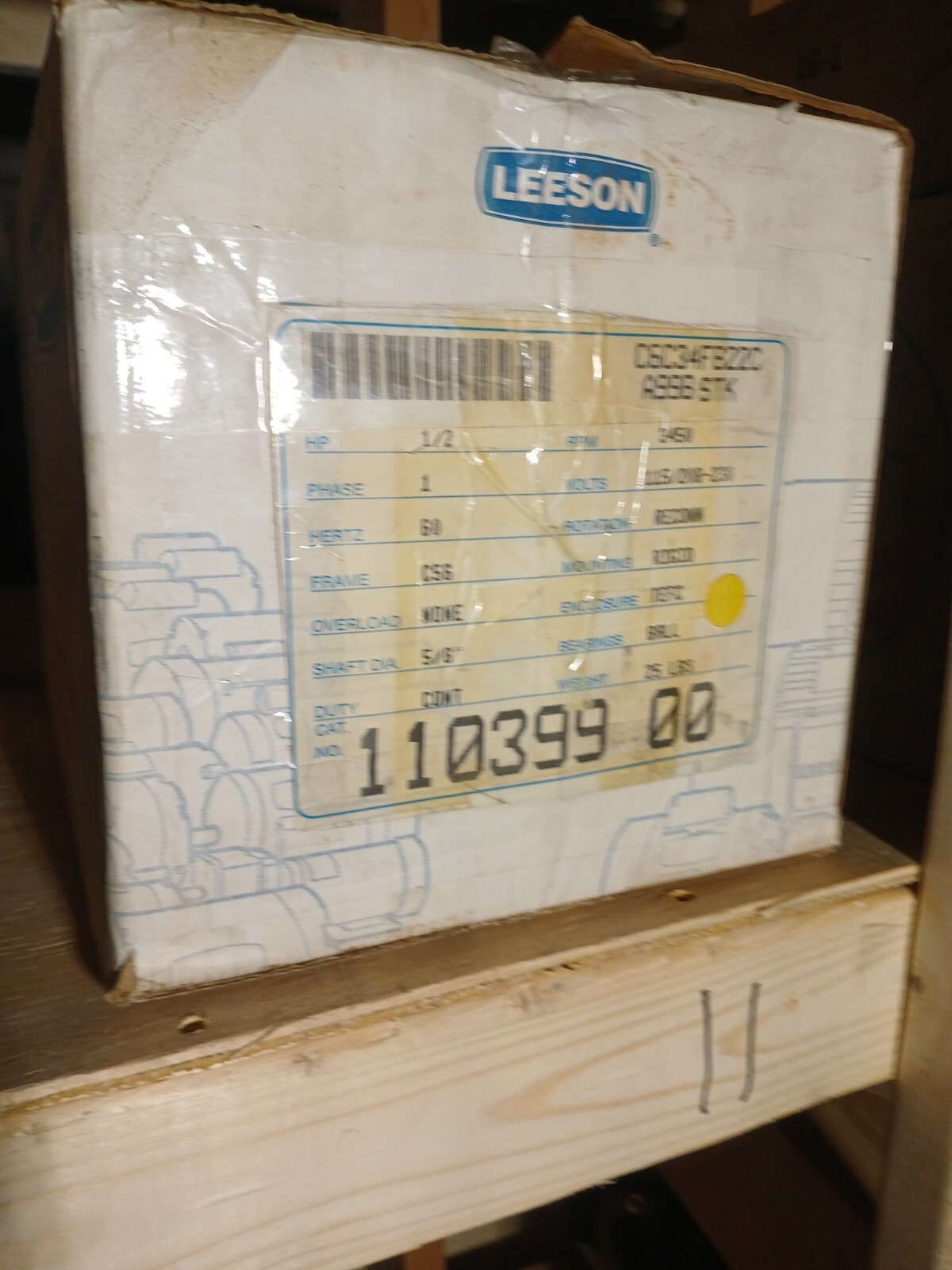 NEW LEESON 3450RPM 1/2HP SINGLE PHASE ELECTRIC MOTOR C6C34FB22C 110399.00