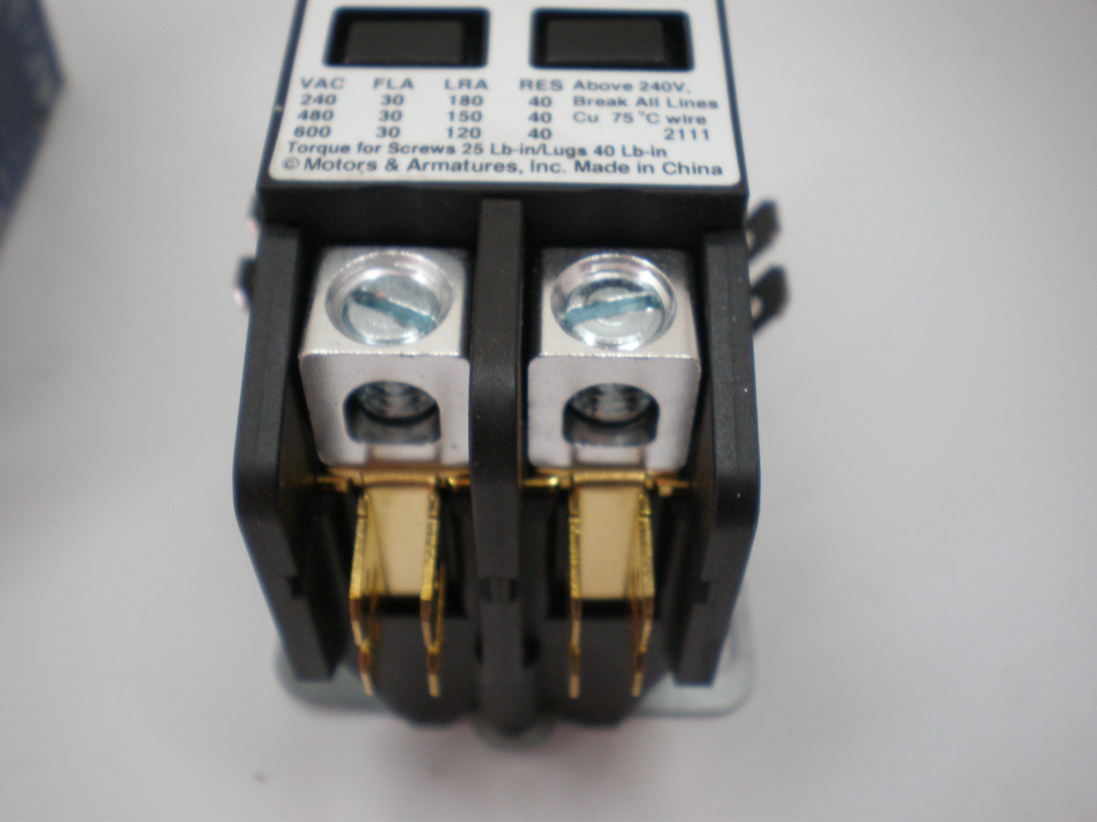 Mars 780 Definite Purpose Contactor 61745 2 Pole 30FLA 40RES 24VAC Coil