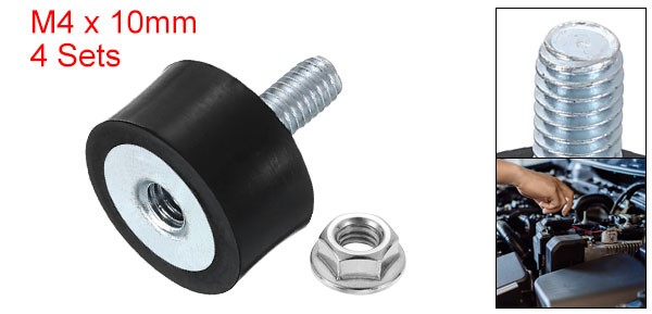 4 Pcs M4x10mm Rubber Mounts 15x8mm Rubber Shock Absorber Mount with Nuts