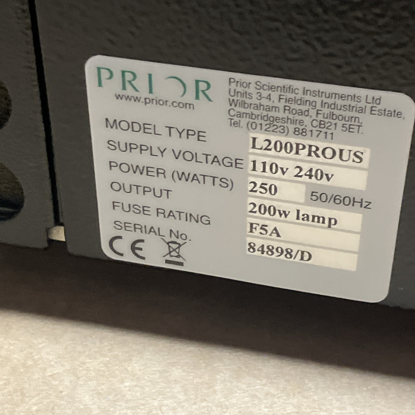 Prior Scientific – ProScan III w/lumen200pro, and Software (see Images)