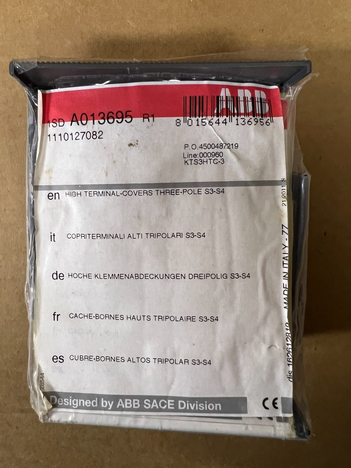 ABB KTS3HTC-3 HIGH TERMINAL COVERS 3-POLE 1SD A013695 R1