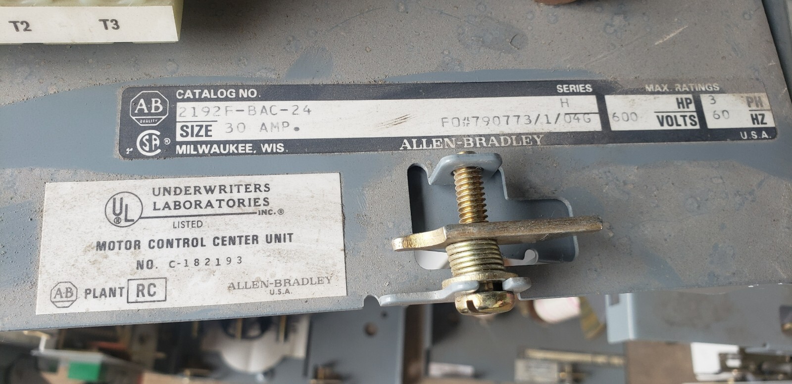 ALLEN-BRADLEY, 2192F-BAC-24 Used, Door Fused Bucket, Shelf Bracket Ships Free