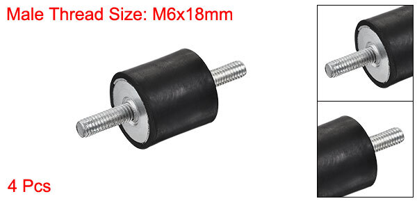 4pcs M6 x18mm Rubber Mounts Male Shock Absorber for Motor Generator Compressor