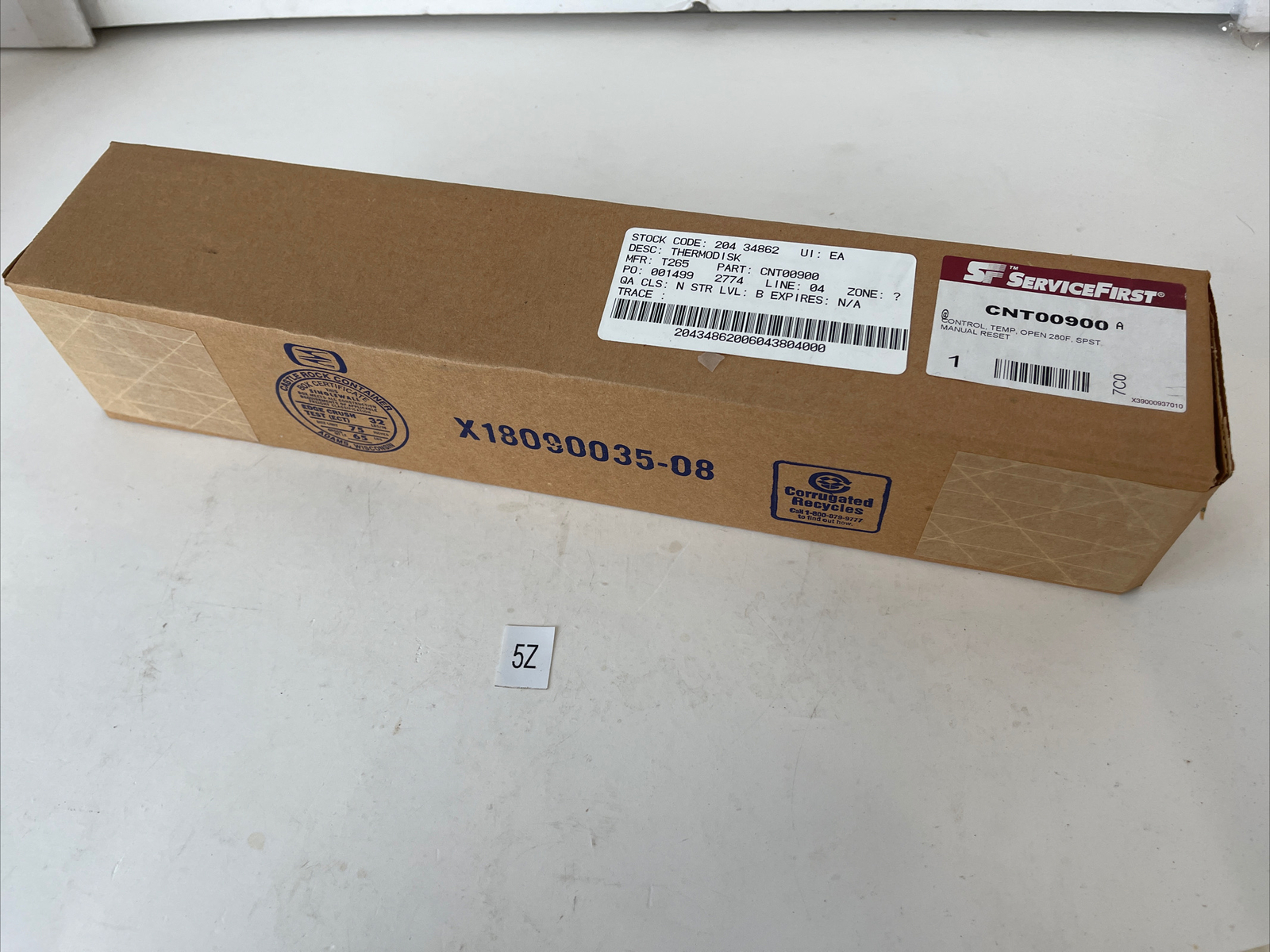 *NEW- Factory Sealed* SERVICE FIRST CNT00900 Control, Temp, Open 280F, Man.Reset