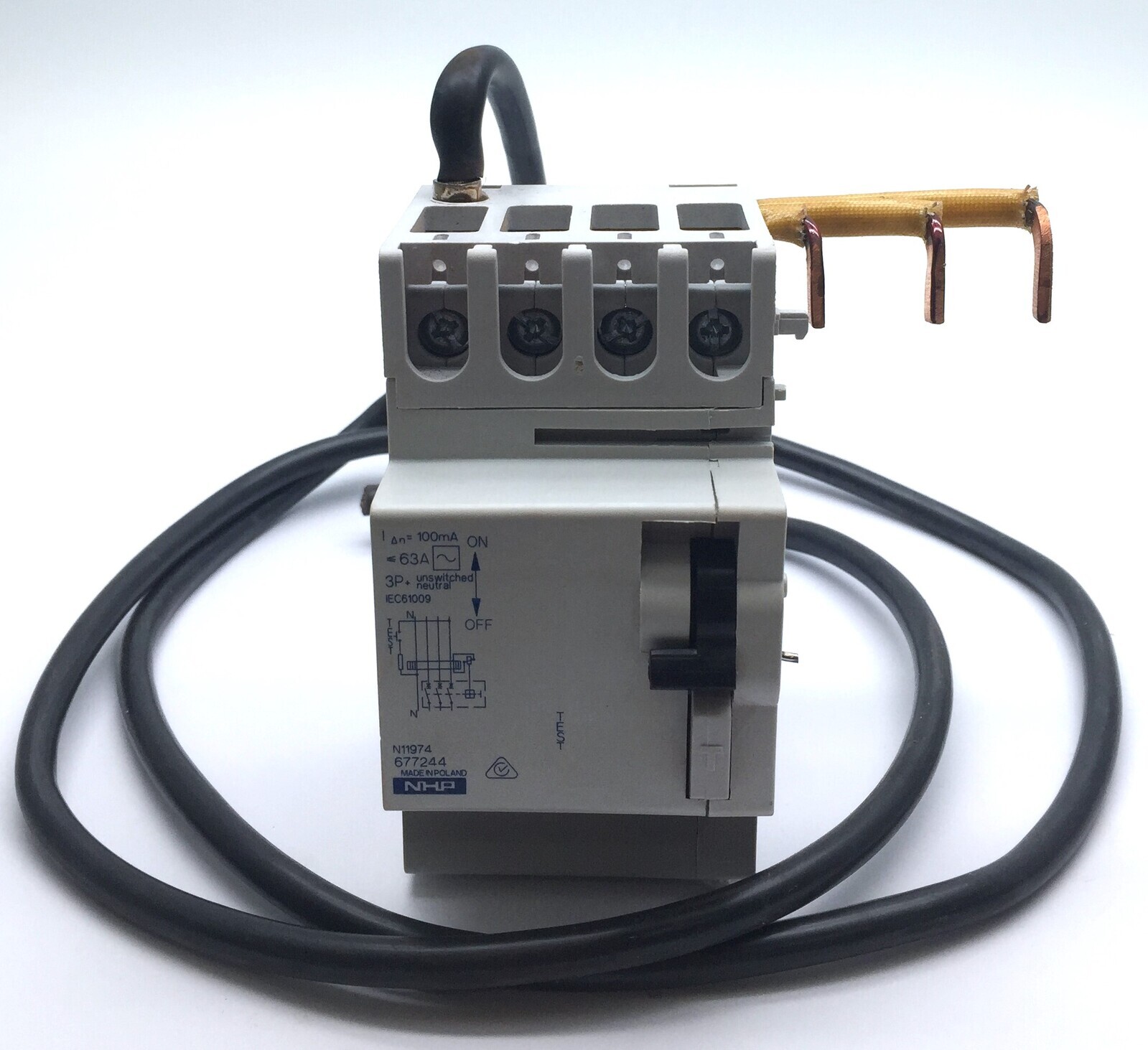 NHP 677244 DIN-SAFE Clip On 3P+N 63A 100mA AC 11974 M Module DSRCM32303PN