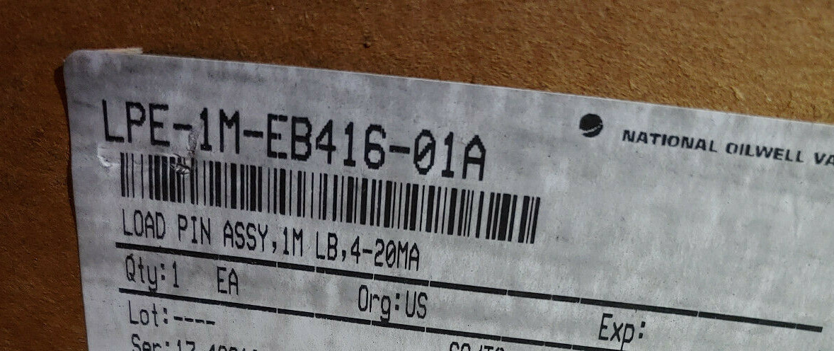 NEW National Oilwell Varco NOV Load Pin Assy LPE-1M-EB416-01A, 1,000,000 lbs
