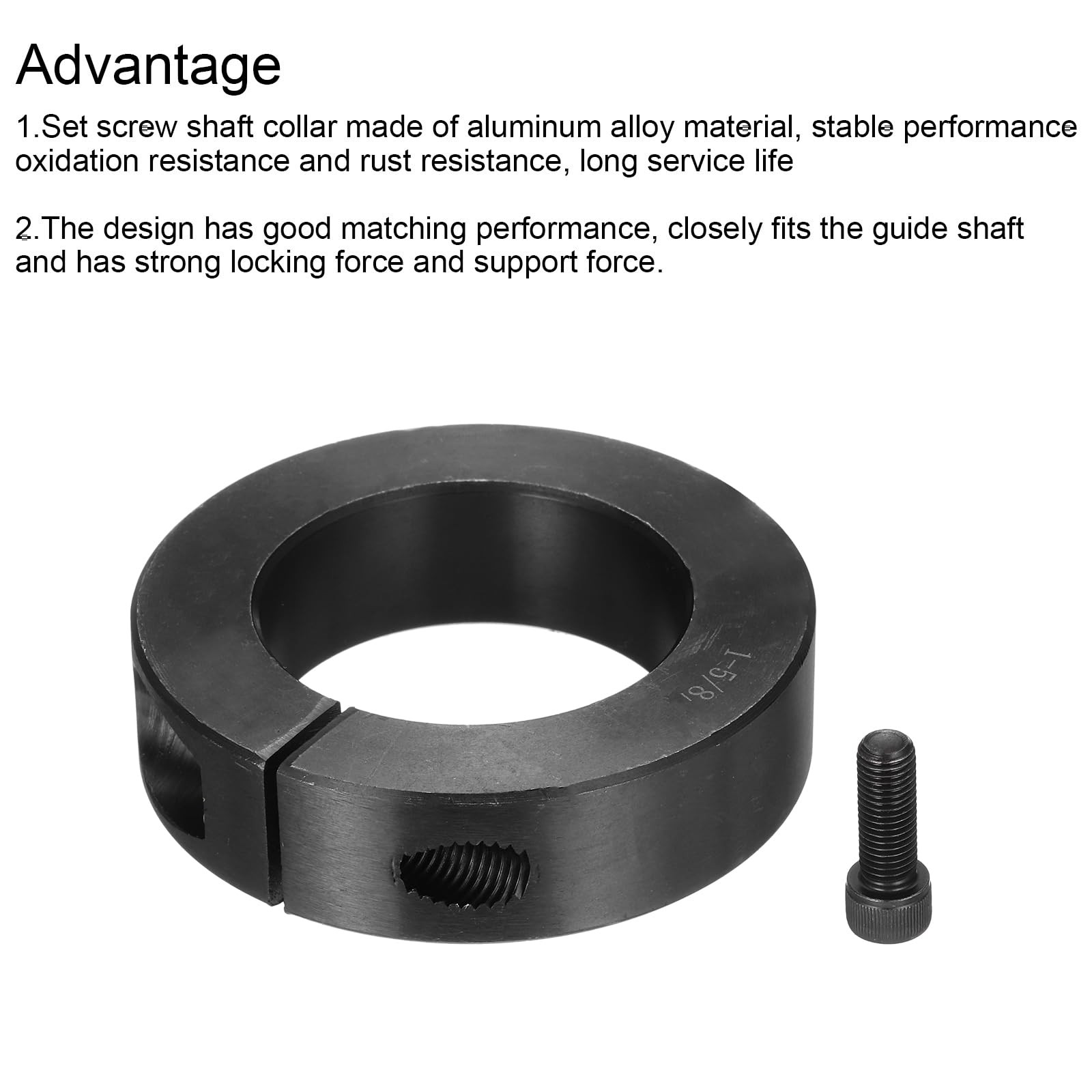 MECCANIXITY Shaft Collar 1 5/8″ Bore Single Split Carbon Steel Clamping Black
