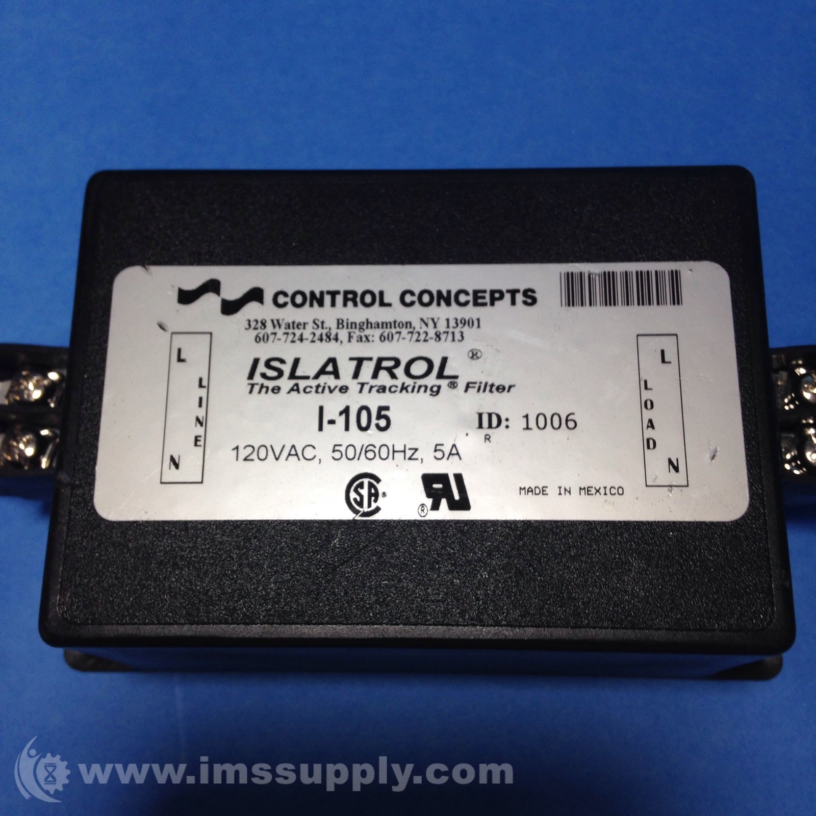 Control Concepts I-105 Islatrol Active Tracking Filter USIP