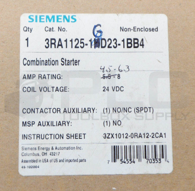 NEW SIEMENS 3RA1125-1GD23-1BB4 STARTER W/FBS2545 3RV1021-1GA10 3RT1023-1B..0