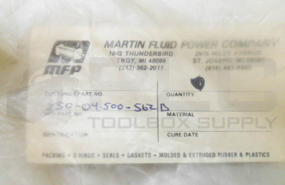 NEW BAG OF 2 MARTIN FLUID POWER COMPANY 250-04-500-562 SEALS
