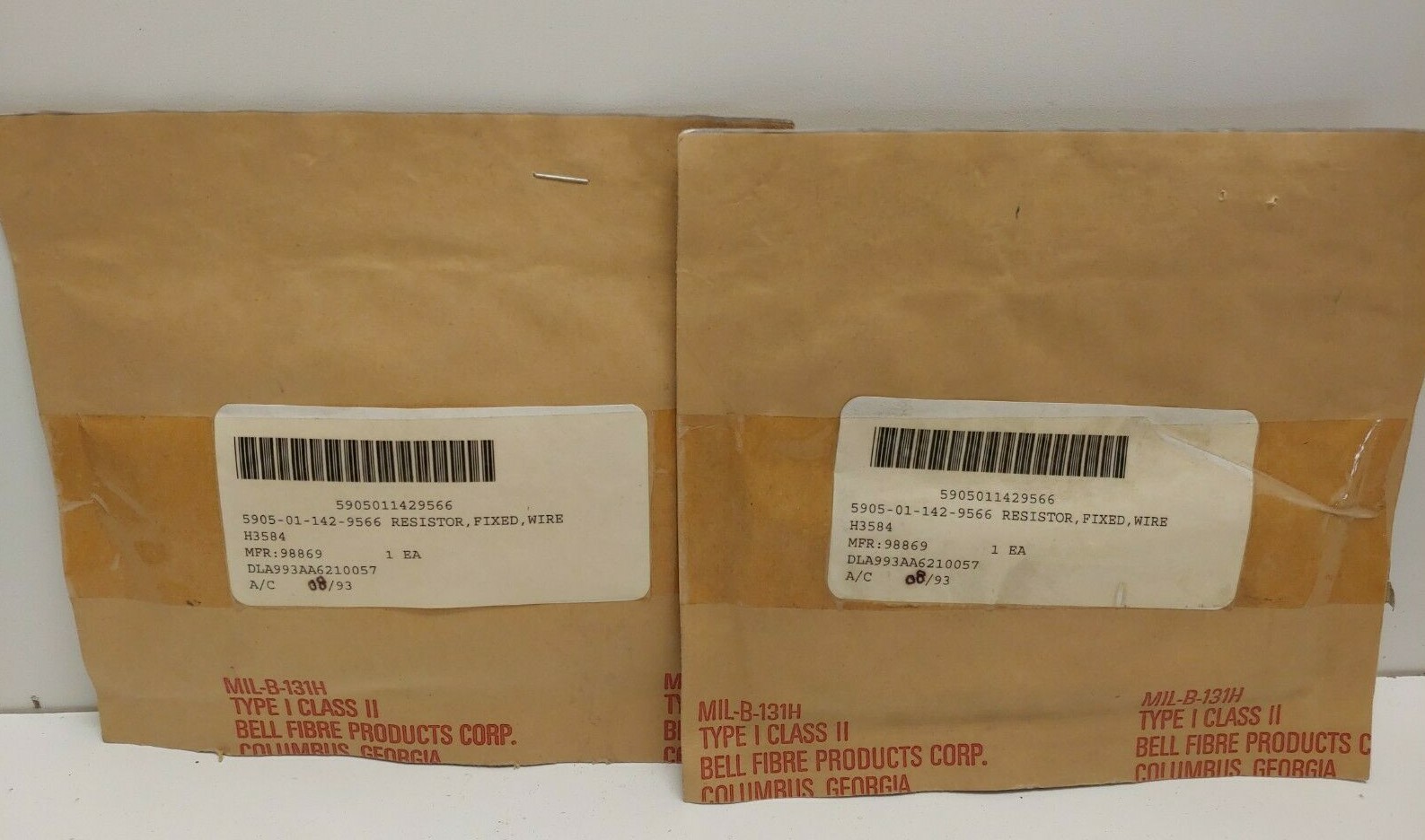 LOT OF 2 NEW OLD STOCK! MIL-SPEC FIXED WIRE RESISTORS 5905-01-142-9566 98869