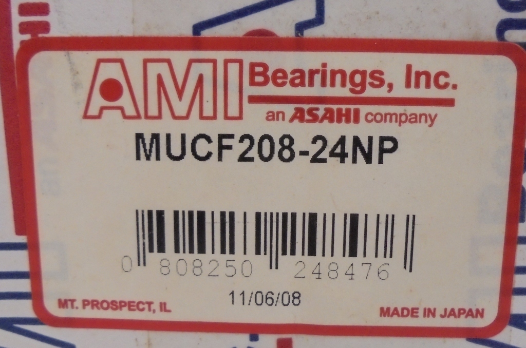 AMI 4-BOLT FLANGE BEARING, MUCF208-24NP, 1-1/2″ BORE, 5-1/8″ LENGTH