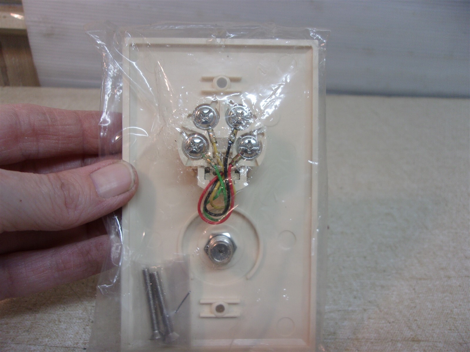 NEW One Telephone One Coax In One Gang Wall Plate Almond *FREE SHIPPING*