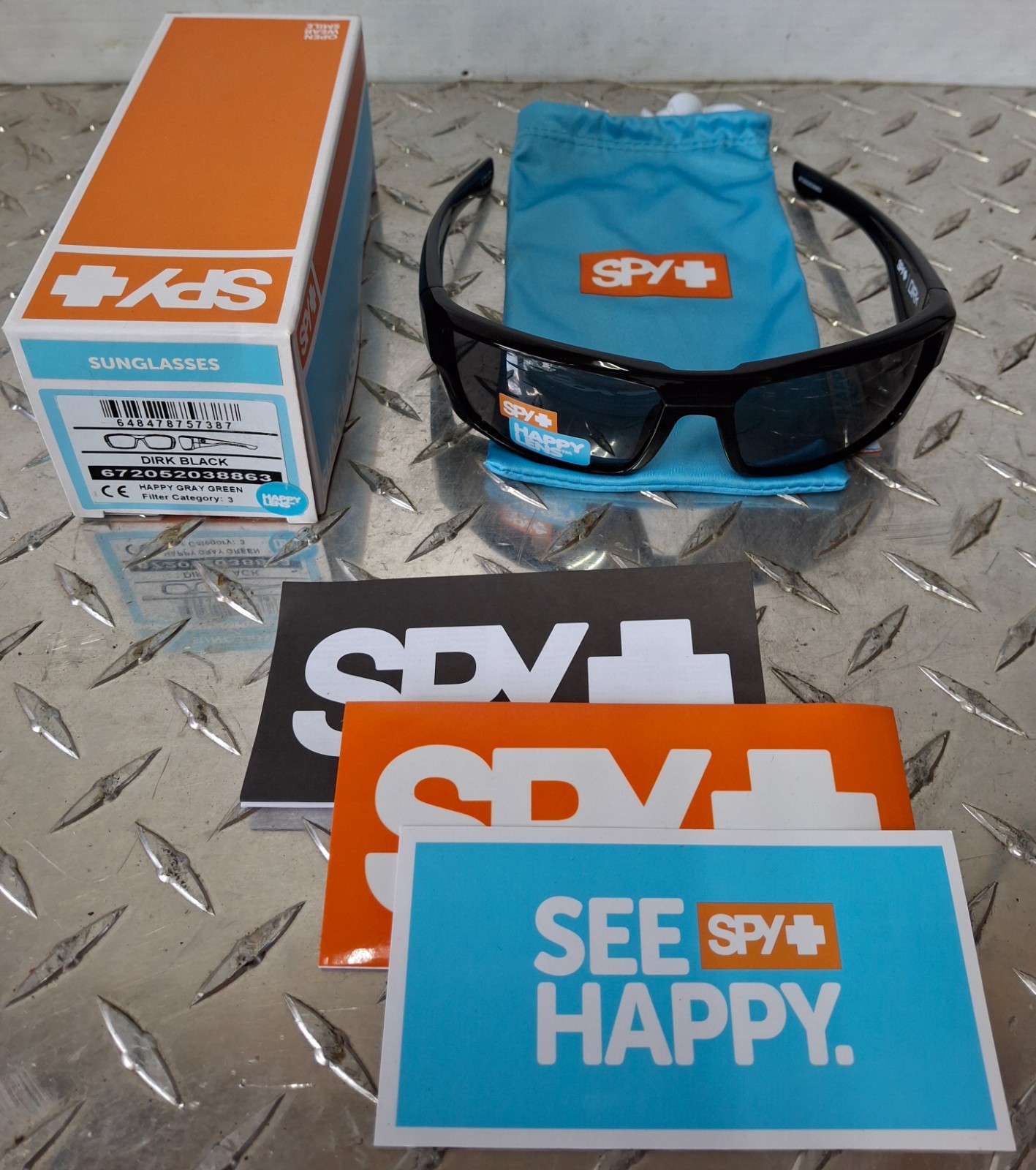 Spy Optic Sunglasses DIRK Black Happy Gray Green Lens 672052038863