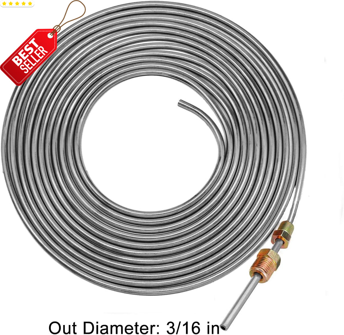 25Ft 3/16″ Brake Line Kit Zinc Steel Tubing w/ 16 Fittings for Car Truck SUV – U