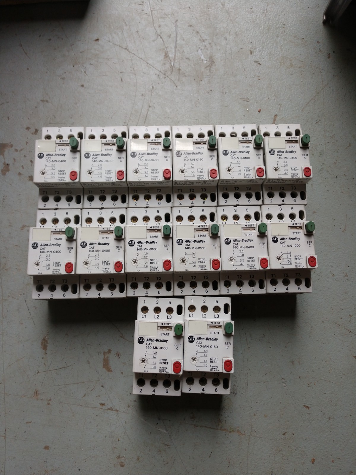 Lot of 14 ALLEN BRADLEY 140-MN-0160 MANUAL MOTOR STARTER