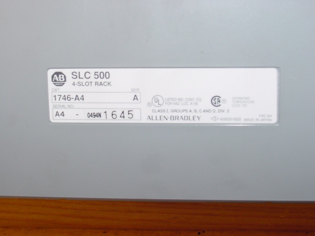 Allen Bradley PLC, SLC500 1746-P2, W/ SLC5/01 CPU, (2) DC-Source & DC-Sink Used