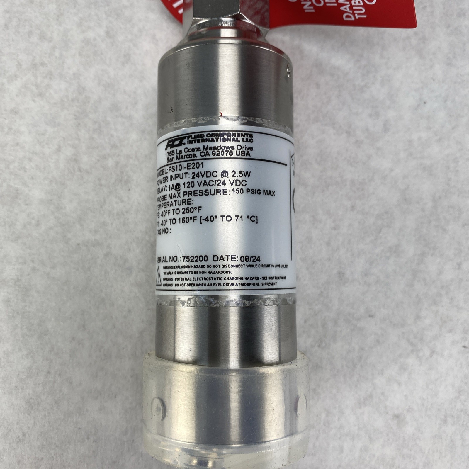 Fluid Components International FS10i-E201 Flow Switch + Monitor
