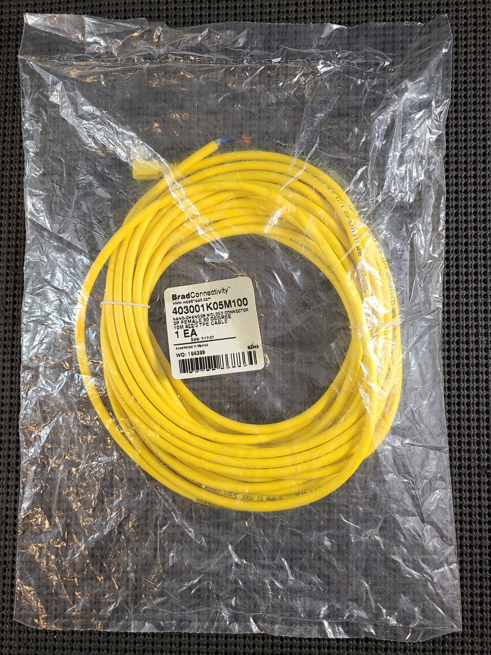 BRAD CONNECTIVITY 1200860352 3P FEMALE 90 DEGREE 10M 22/3AWG 403001K05M100