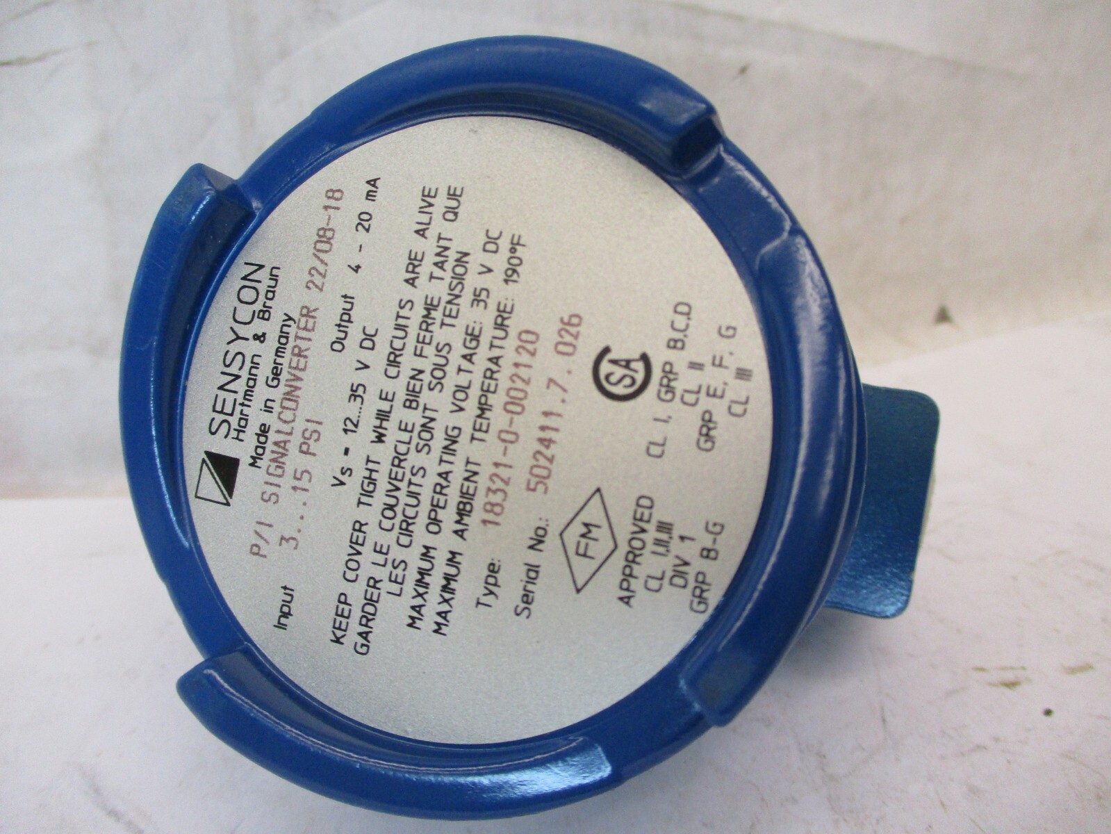 New Sensycon P/I Signal Converter 18321-0-002120 A2034WVS