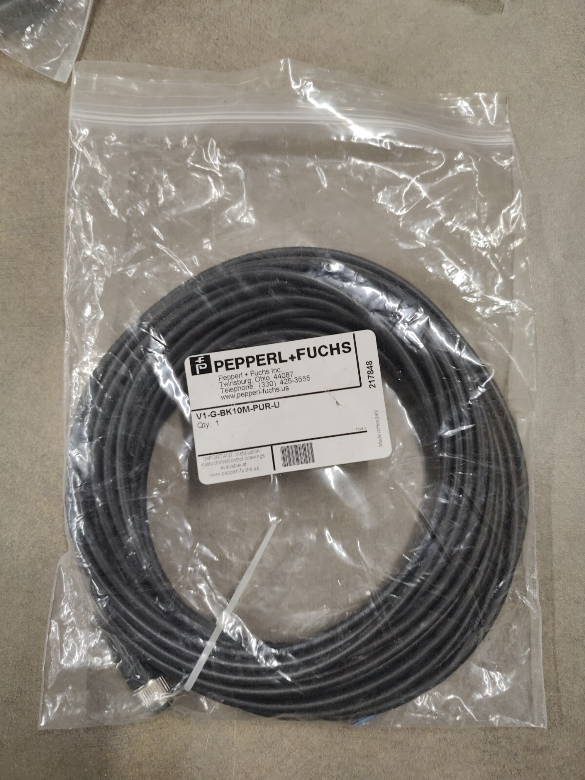 New Pepperl + Fuchs Cable Assembly V1-G-BK10M-PUR-U
