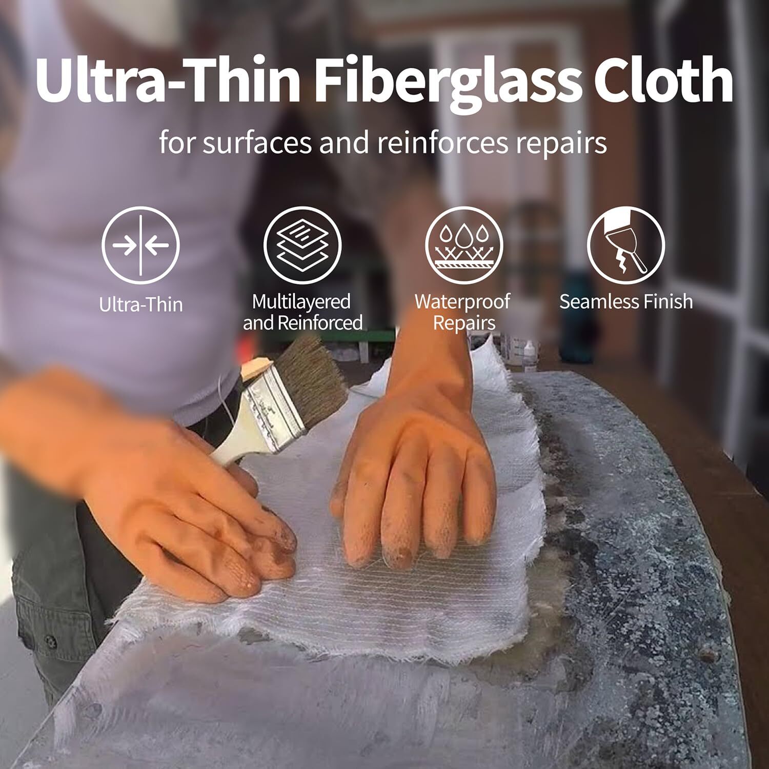 Fiberglass Cloth Woven Roving 50″ X 12 Ft. / 4 Yd Pool Repair & Long for Boat