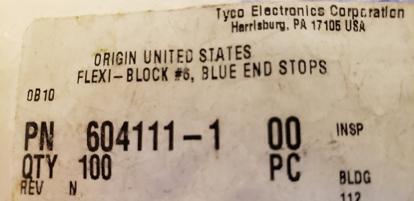 TYCO ELECTRONICS 604111-1 FLEXI-BLOCK CUT AWAY TERMINAL BLOCK SYSTEM QTY 100 NIB