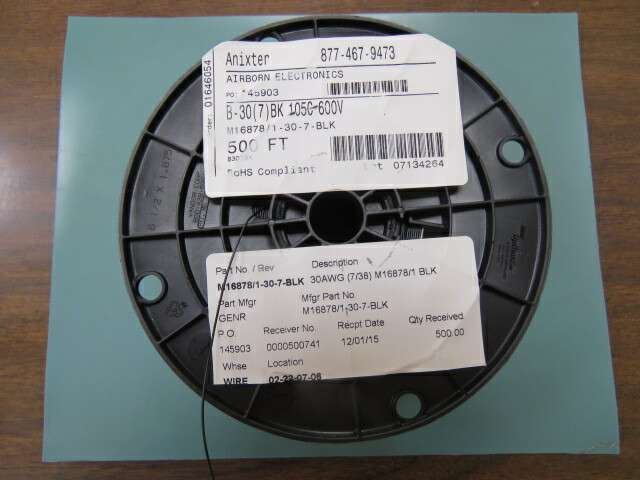 Anixter M16878/1-30-7 Qty of 2500 per Lot ThermoThin 600 V Hook-Up Wire 30awg B