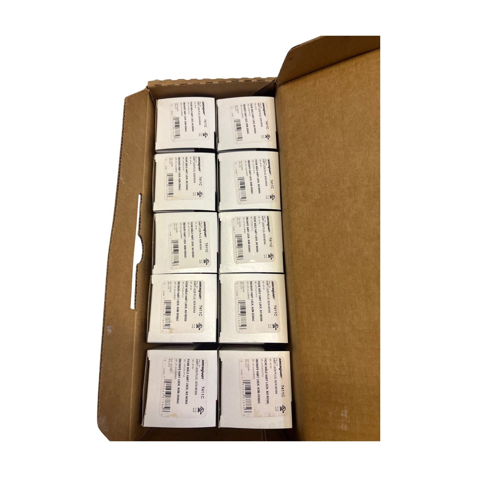 LOT OF 10 Arrow Hart 7411C 20A 120/208V 3PH 4W Non-NEMA Hart Lock Plug Gray