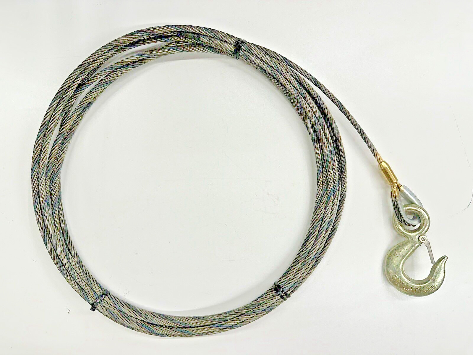 Eye Hoist Hook Winch Line 7/16” X 100’ Tow Truck Wrecker Cable Steel Core ®