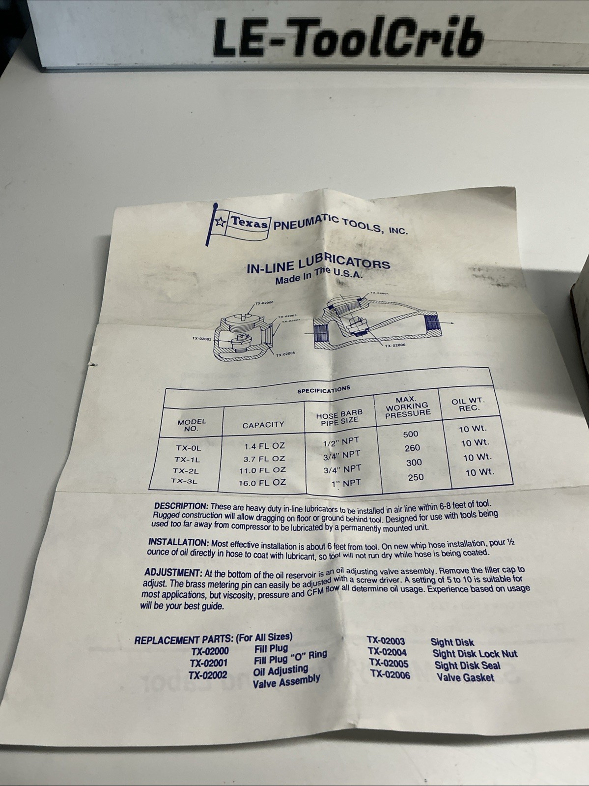 Texas Pneumatic Tools TX-1L 3/4 AA-679