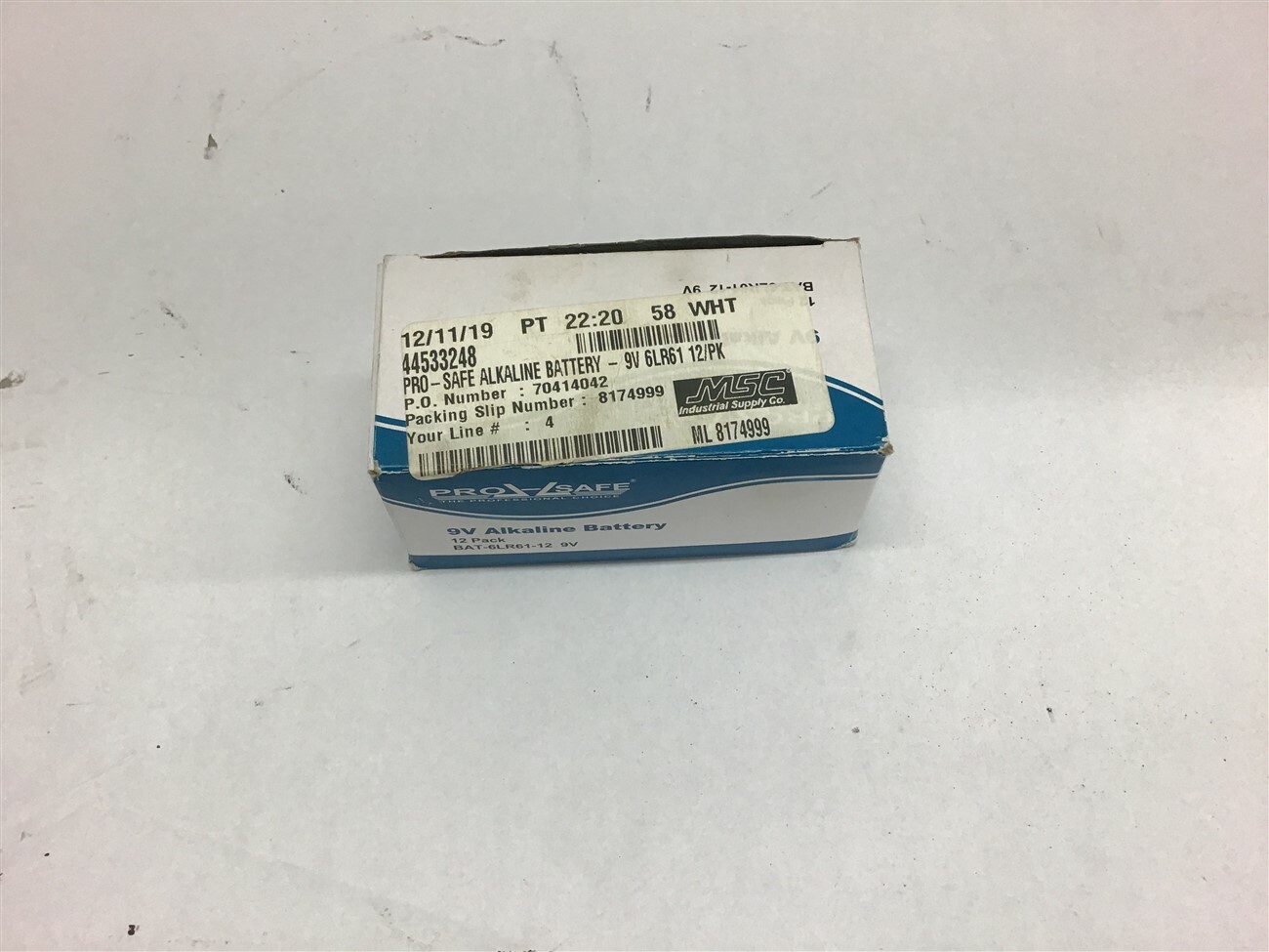 Pro-Safe 9v Alkaline Battery Lot of 12