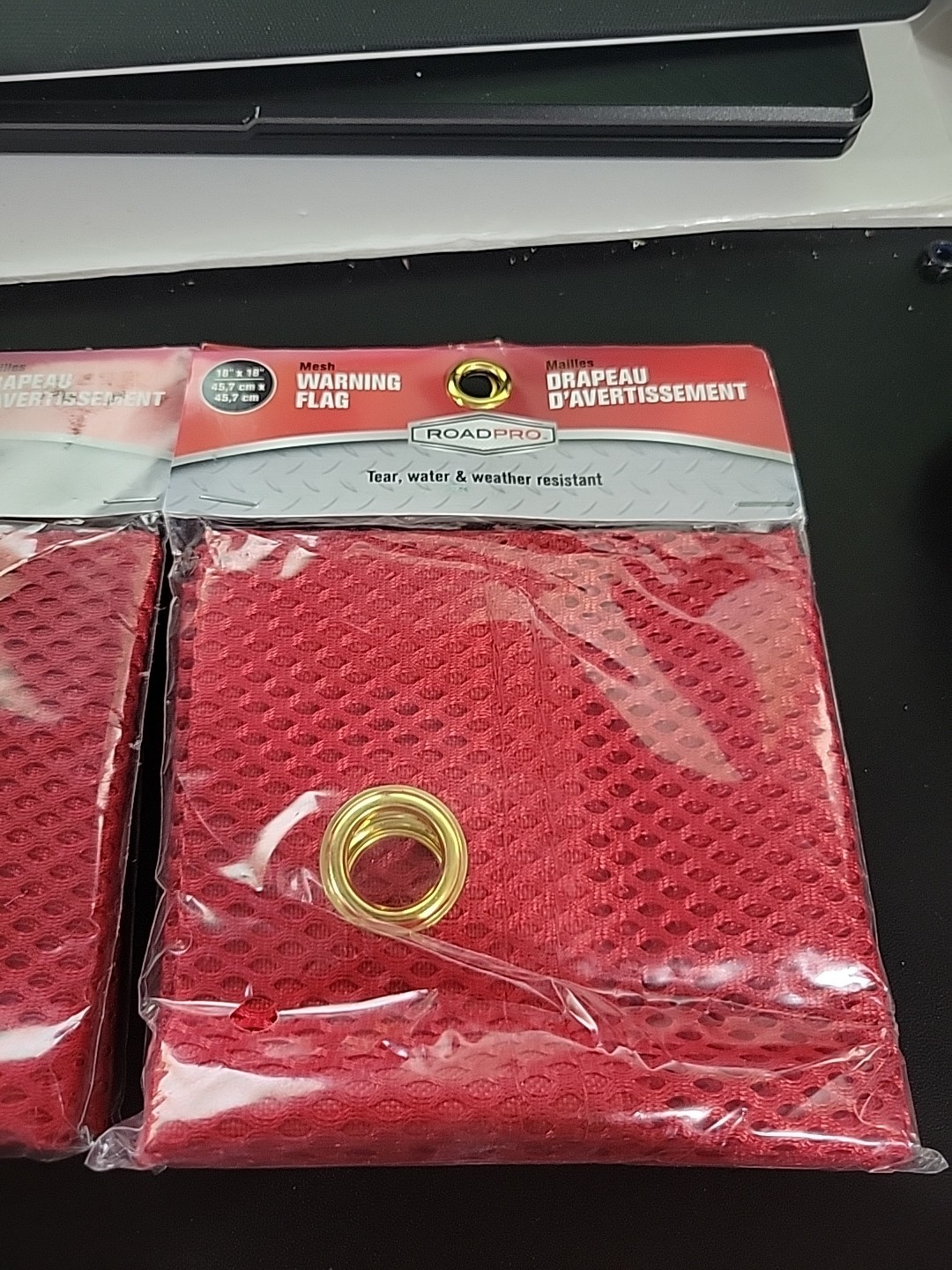 Lot of 2 RoadPro 1818G Safety Warning Mesh Flags with Grommets 18″x 18″ – Red