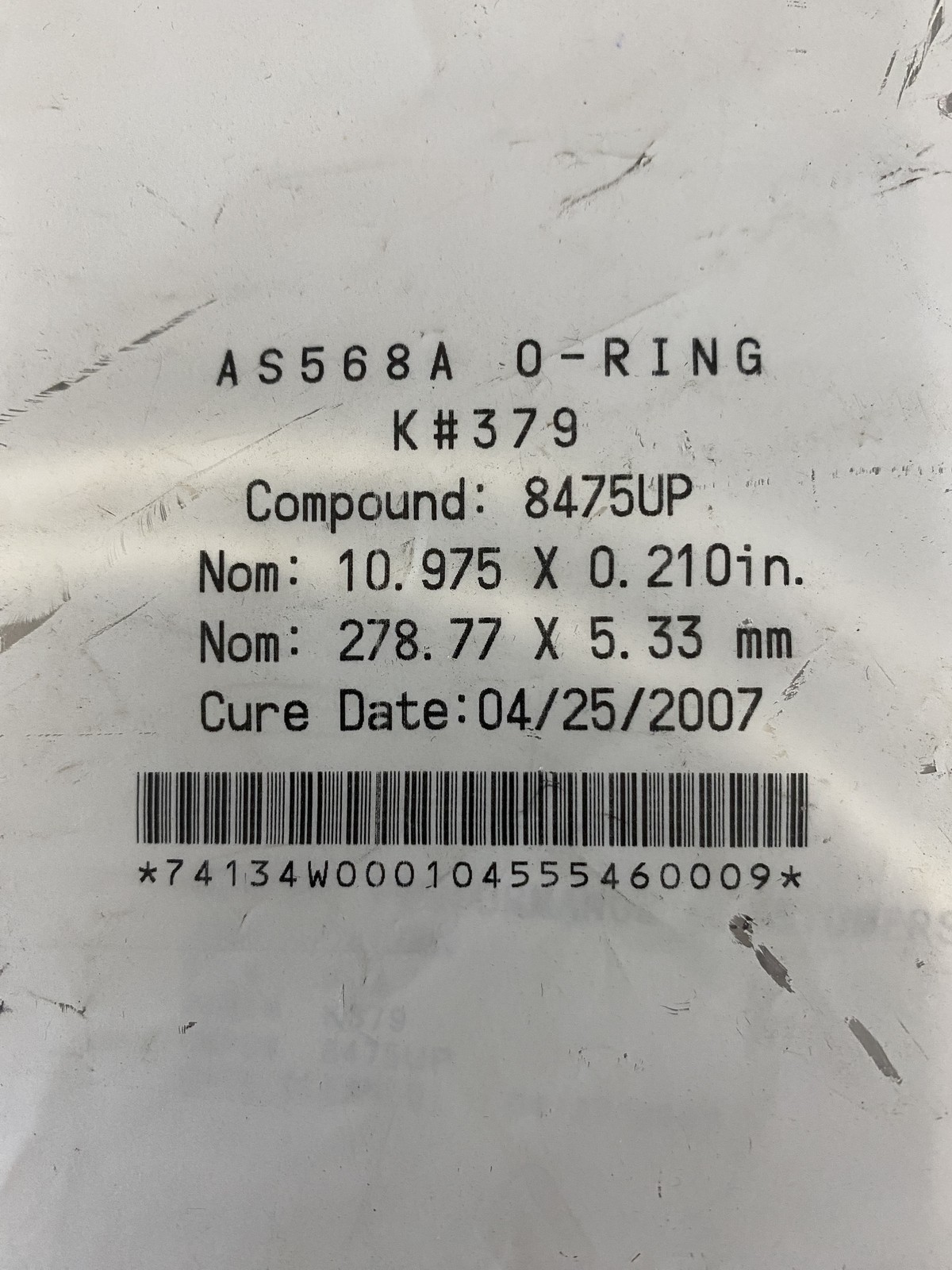 Kalrez K#379 O-Ring 10.975×0.210in 278.77×5.33mm PN: AS568A