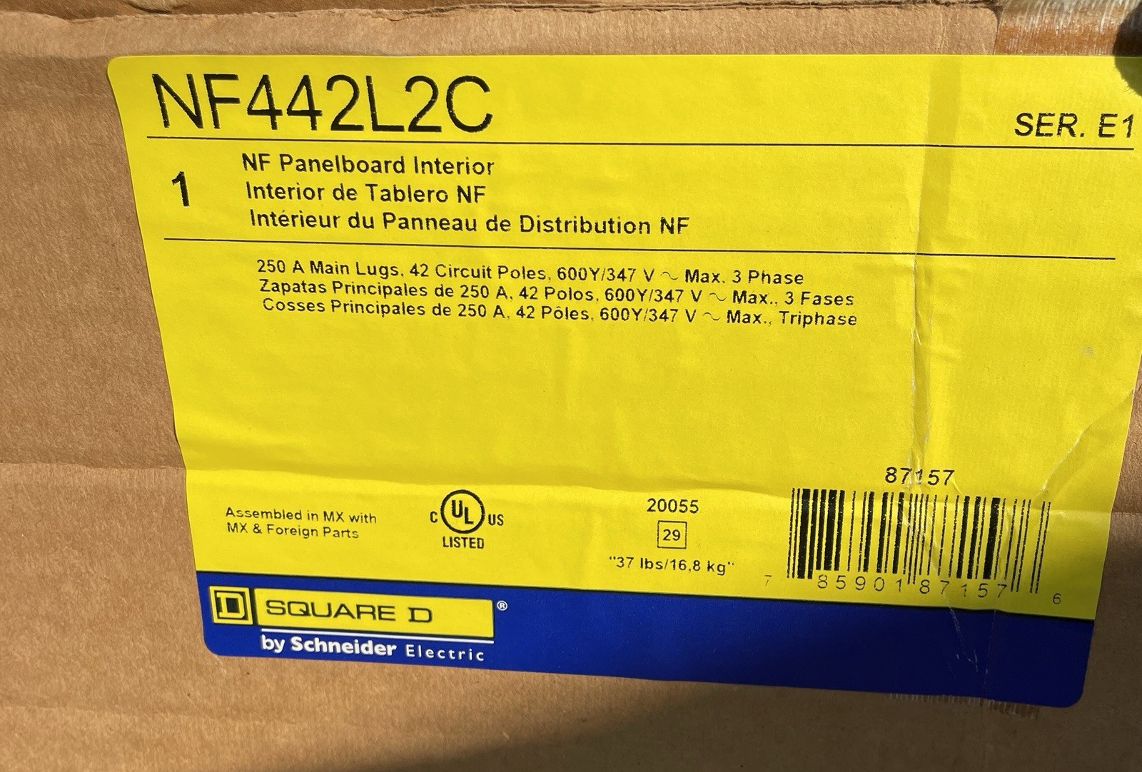 Square D NF442L2C Panelboard Interior & NTRL Kit 250A 42 Circuit 600Y/347V 3PH