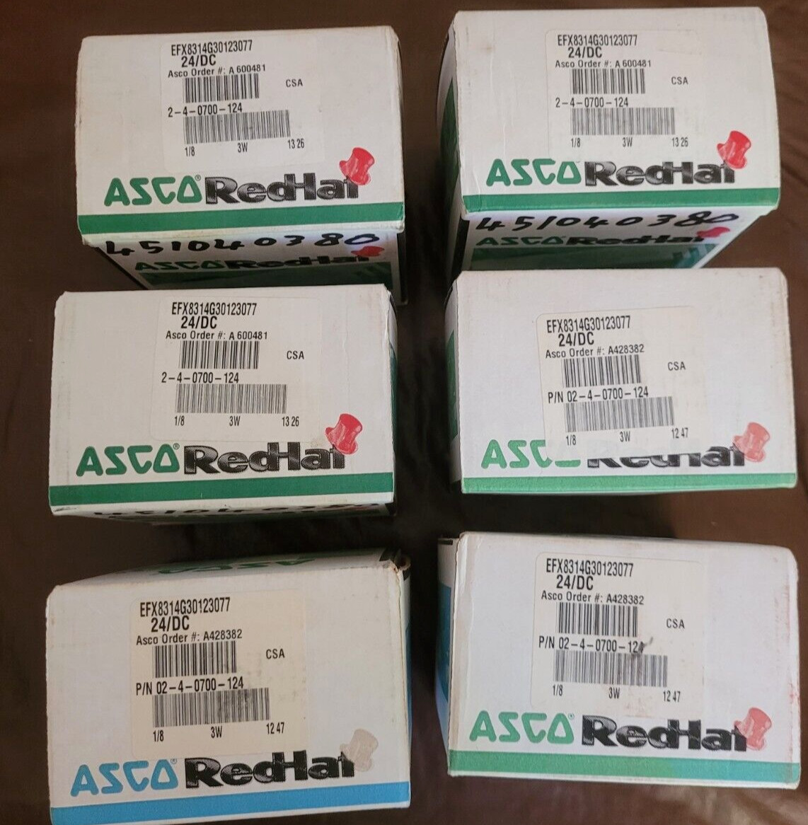 EFX8314G30123077 02-4-0700-124 ASCO RED HAT 24 DC SOLENOID VALVE – MADE IN USA