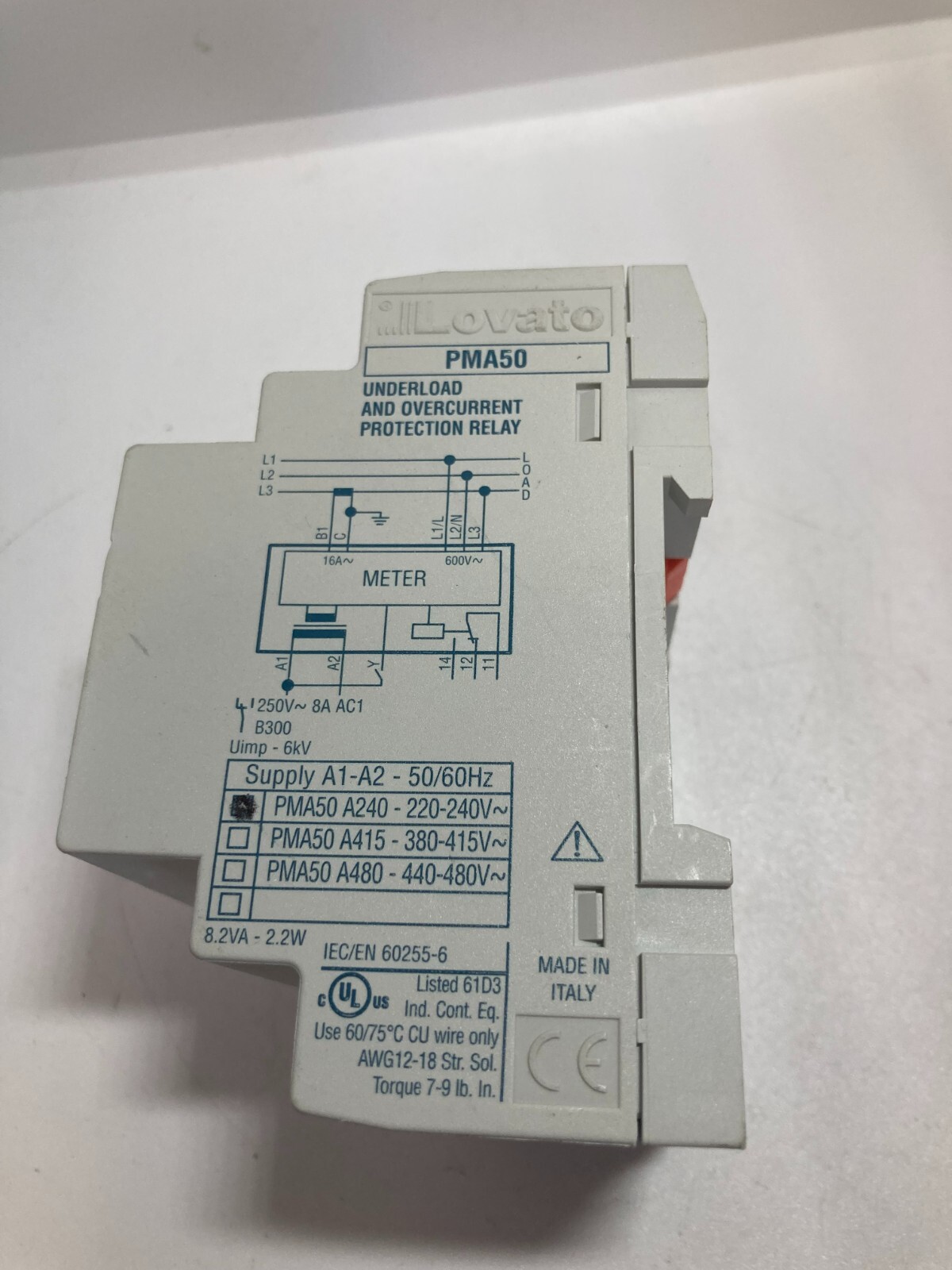 LOVATO PMA50A240 MONITORING RELAY FOR SINGLE AND 3 PHASE SYSTEM AC 5A NNB