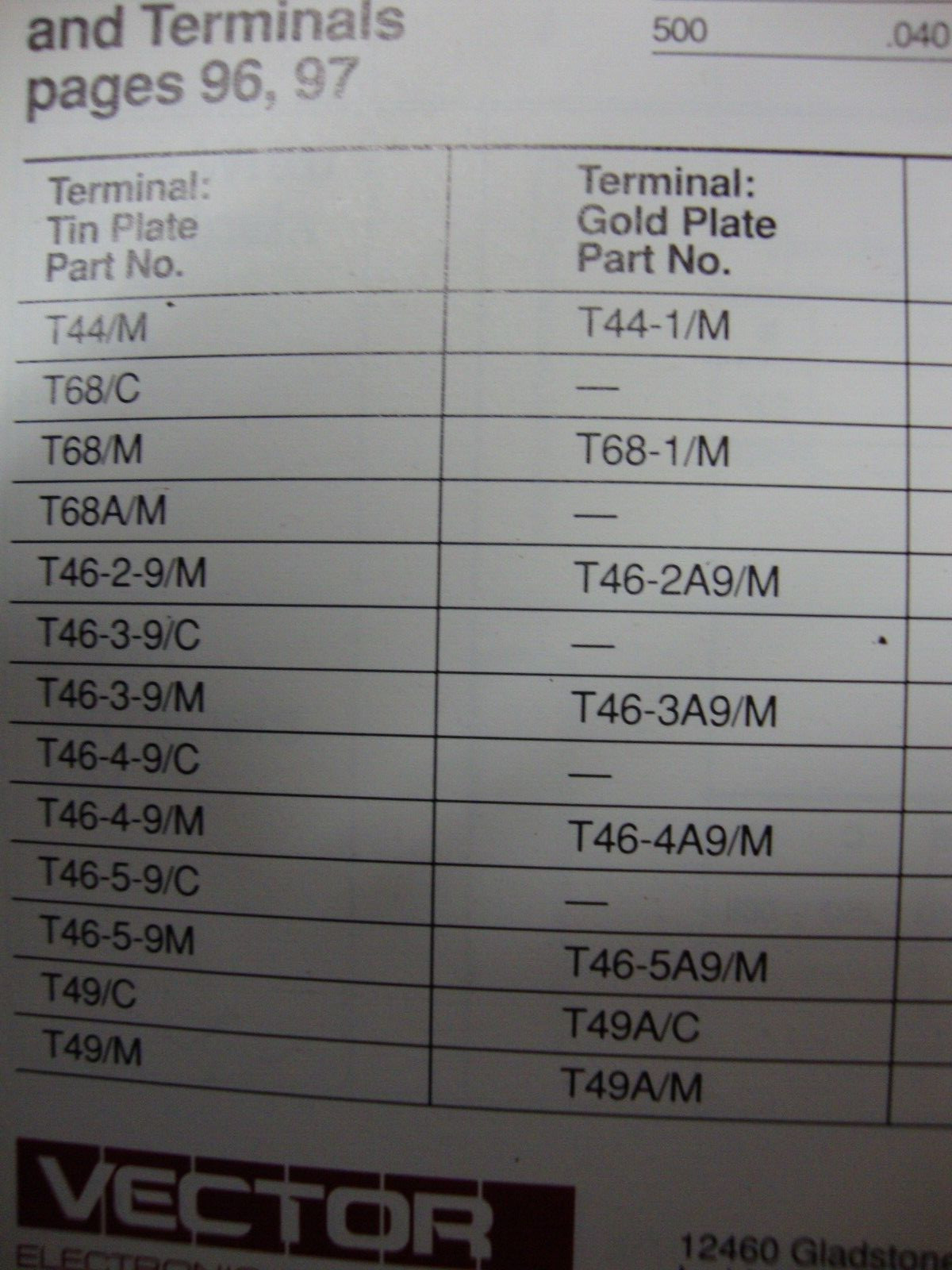 T46-4A-9 Vector Electronics wrap post gold plated phosphor bronze qty. 100