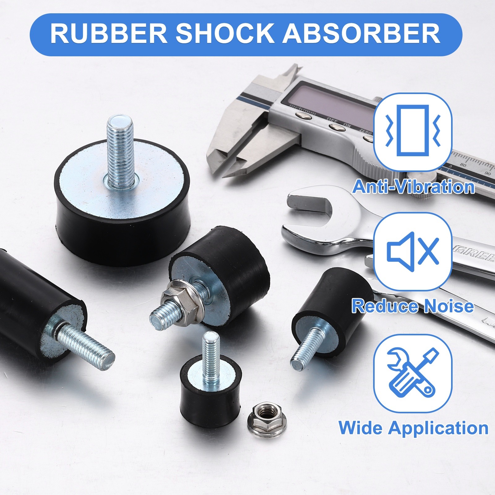 4Pcs M4x10mm Rubber Mounts 14x15mm Rubber Shock Absorber Mount with Nuts