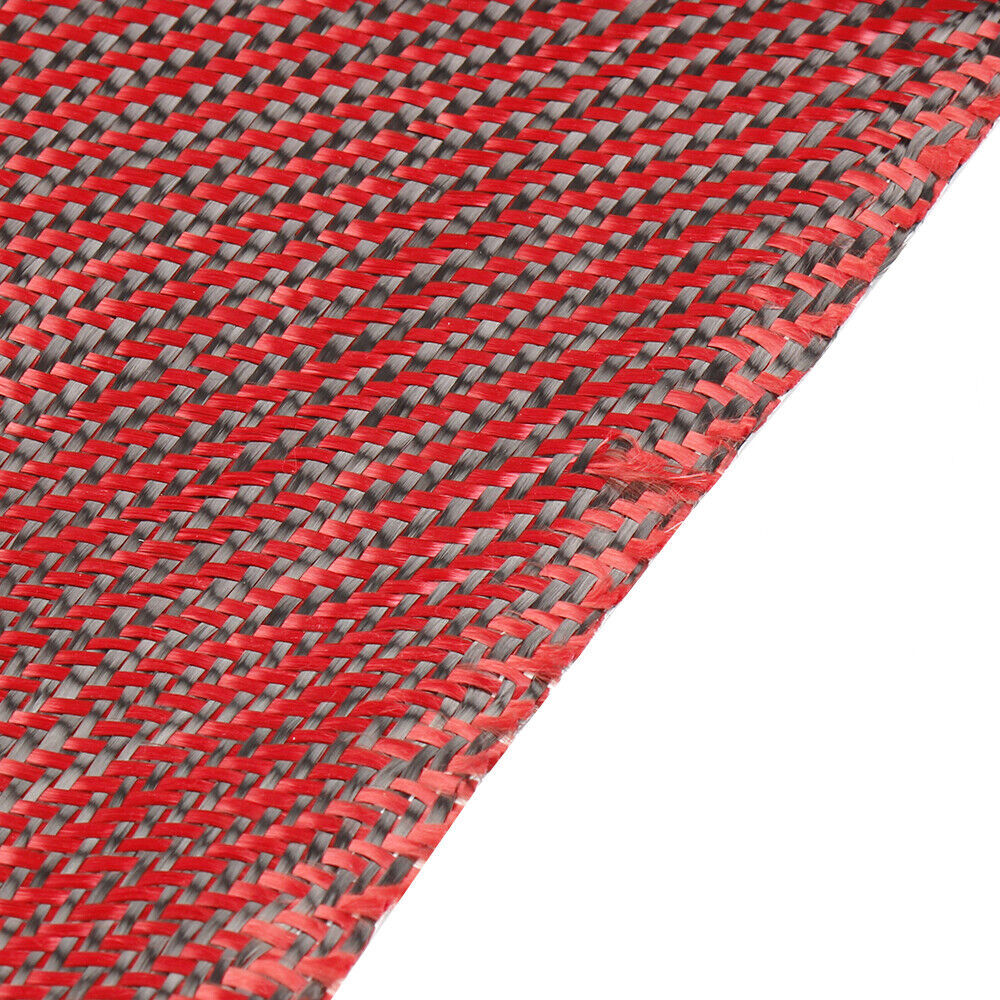 12″ x 5FT Twill Weave Carbon Fiber Fabric Cloth Black Red (3K, 9.1oz, 59″ x 12″)