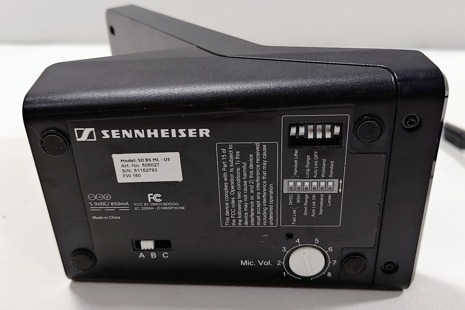 SENNHEISER 506027 Wireless Headset Dock (MN: SD BS ML) – w/Power AC