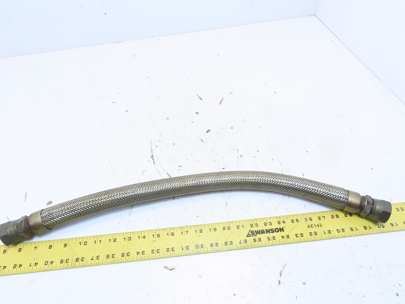 1×27″ 1-5/16-12 -16 JIC 37 Flare Thread Braided SS Metal Flex Pipe Hose