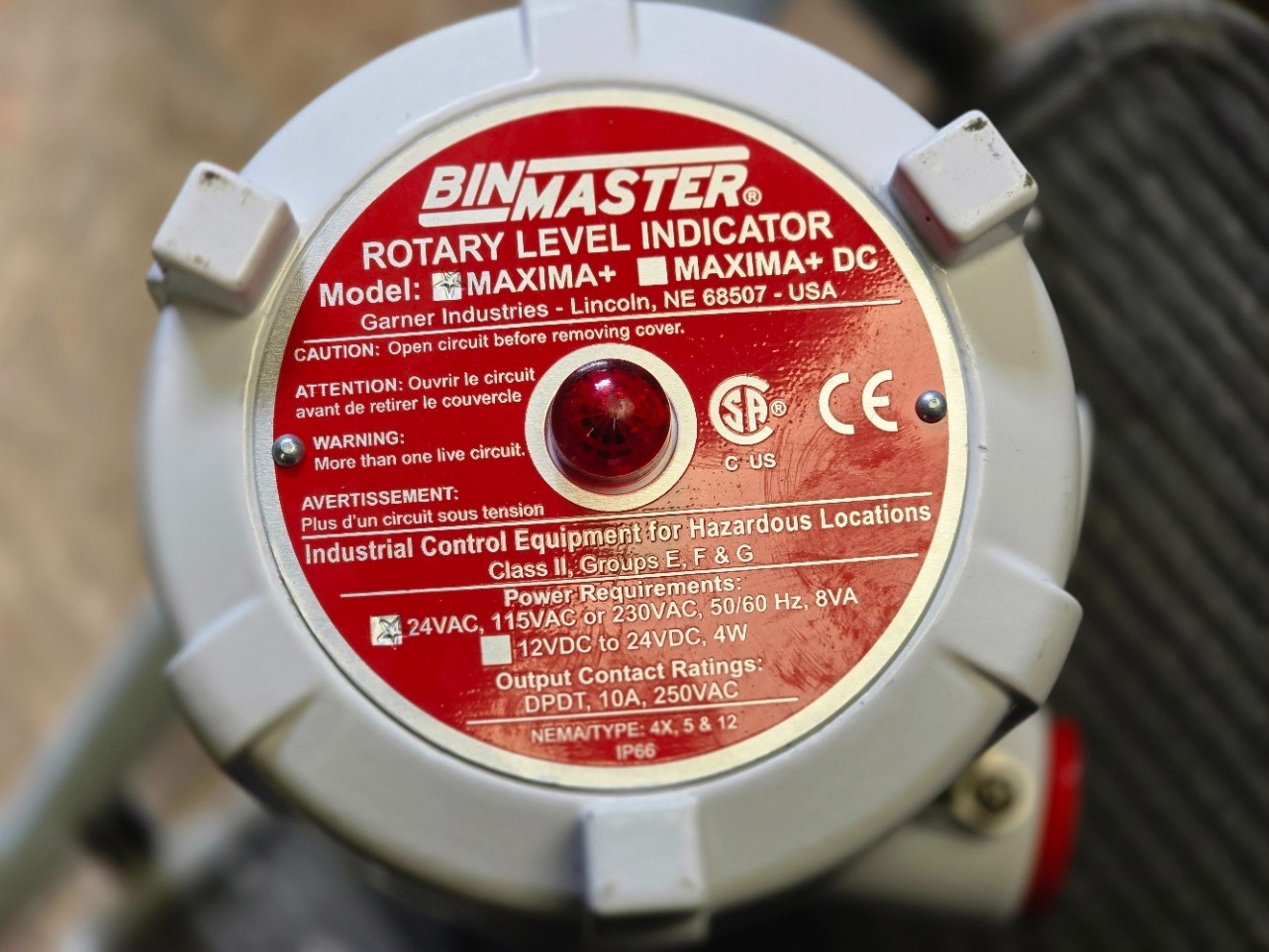 Bin Master MAXIMA+ Fail-Safe Rotary Level Indicator 24Vac, 115Vac or 230Vac