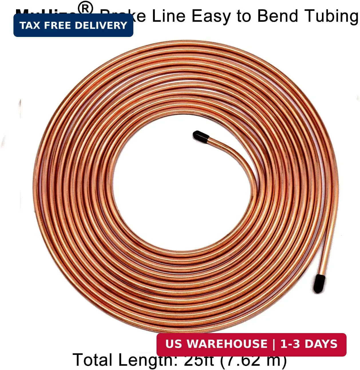 MuHize Upgraded Brake Line Tubing Kit – 25 Ft. of 3/16 Copper Coated Flexible Tu